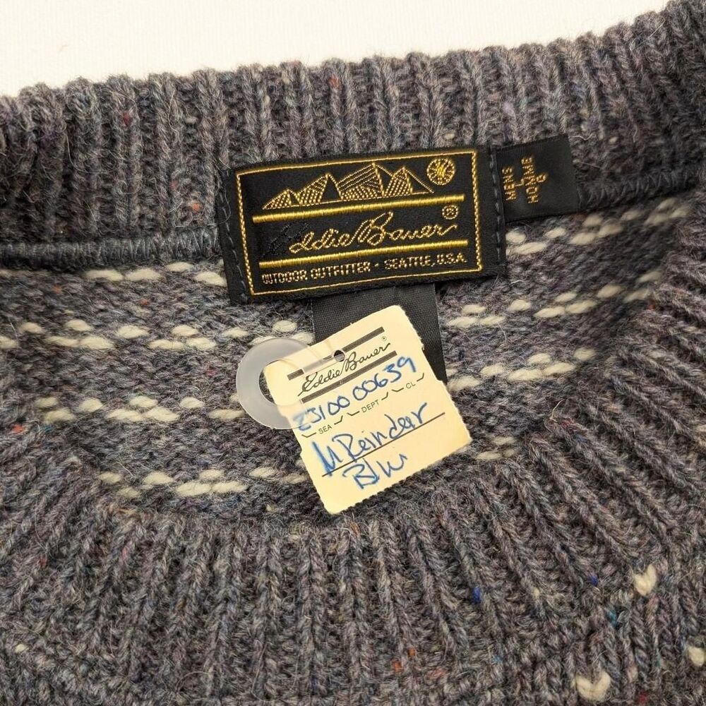 Vintage Deadstock NWT Eddie Bauer Fair Isle Wool Sweater Reindeer Size Large